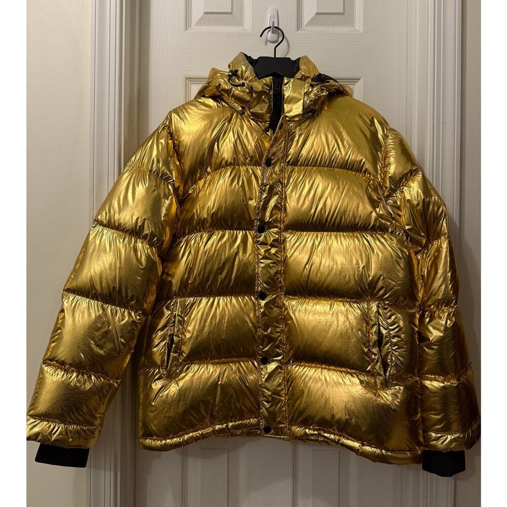 Tna Aritzia Super Puff Coat Women Shiny Gold M Medium